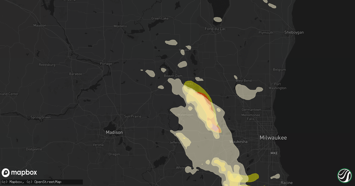 Hail map in Lowell, WI on July 27, 2026