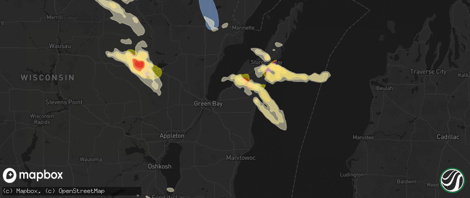 Hail map in Luxemburg, WI on July 27, 2026