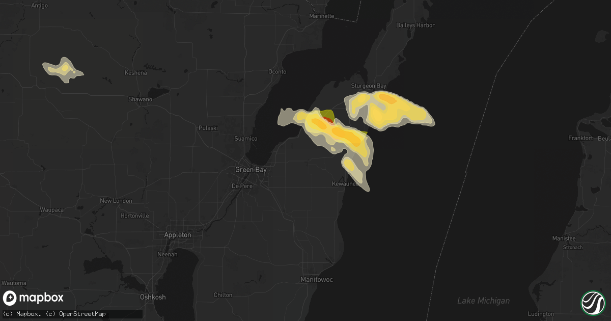 Hail map in Luxemburg, WI on July 27, 2026
