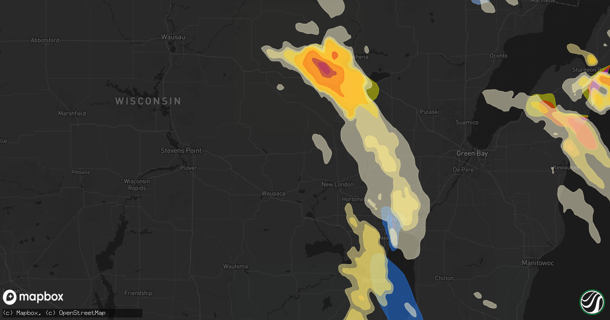 Hail map in Manawa, WI on July 27, 2026