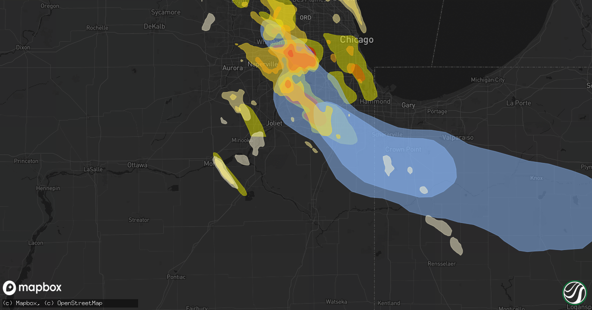 Hail map in Manhattan, IL on July 27, 2026