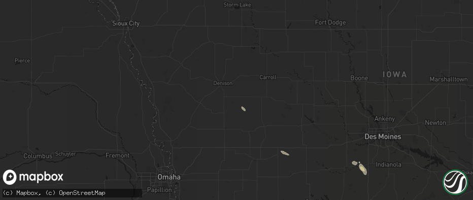 Hail map in Manilla, IA on July 27, 2026