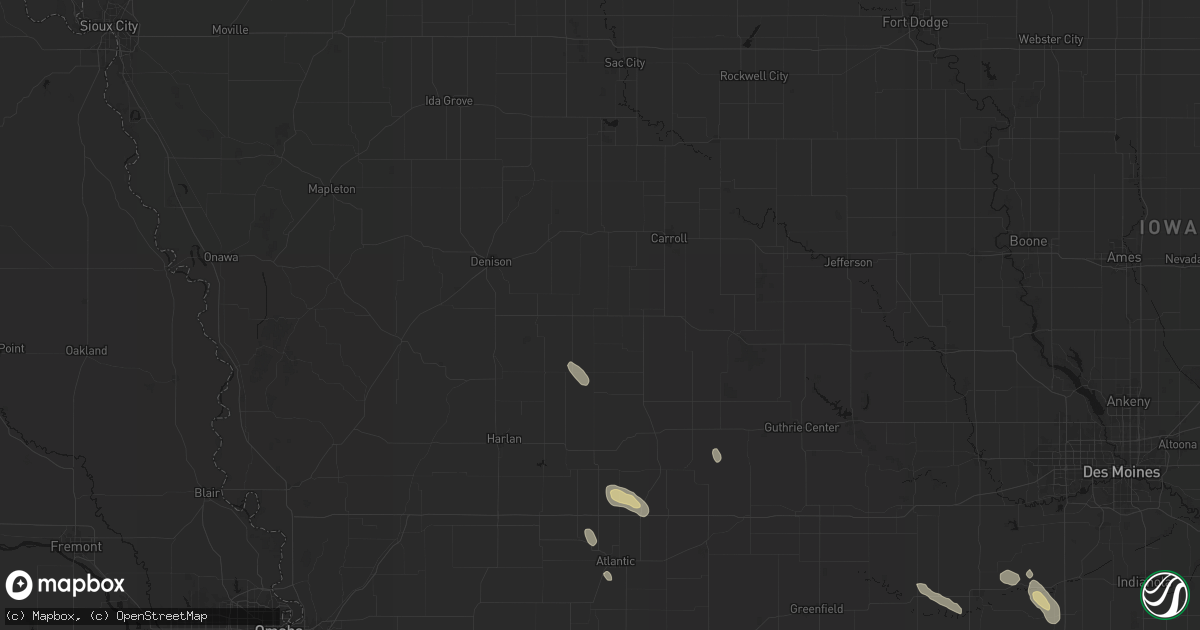 Hail map in Manning, IA on July 27, 2026