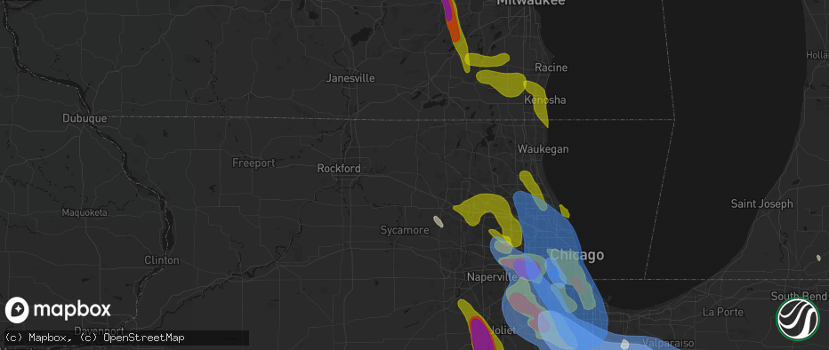 Hail map in Marengo, IL on July 27, 2026