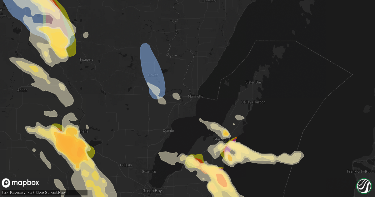 Hail map in Marinette, WI on July 27, 2026