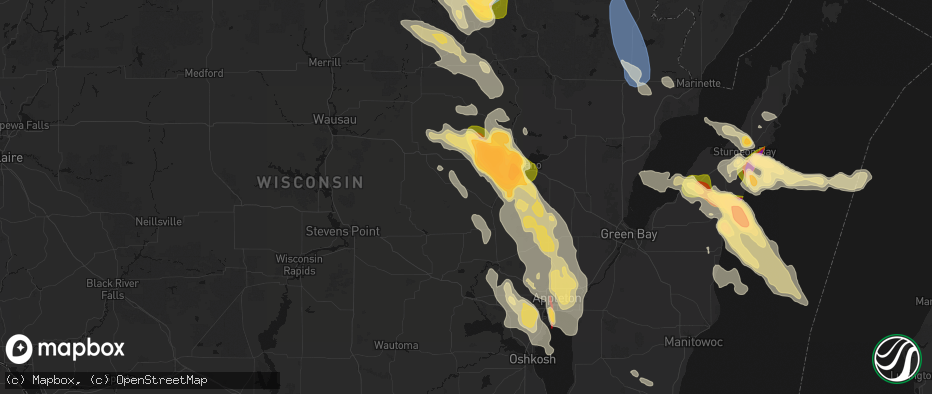 Hail map in Marion, WI on July 27, 2026