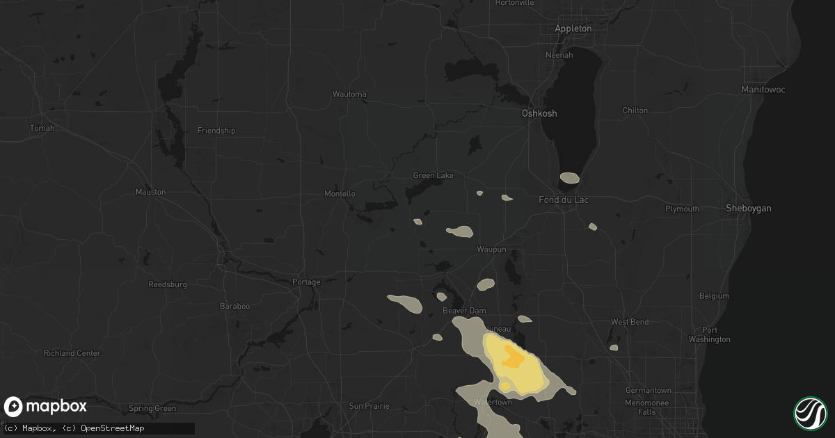 Hail map in Markesan, WI on July 27, 2026