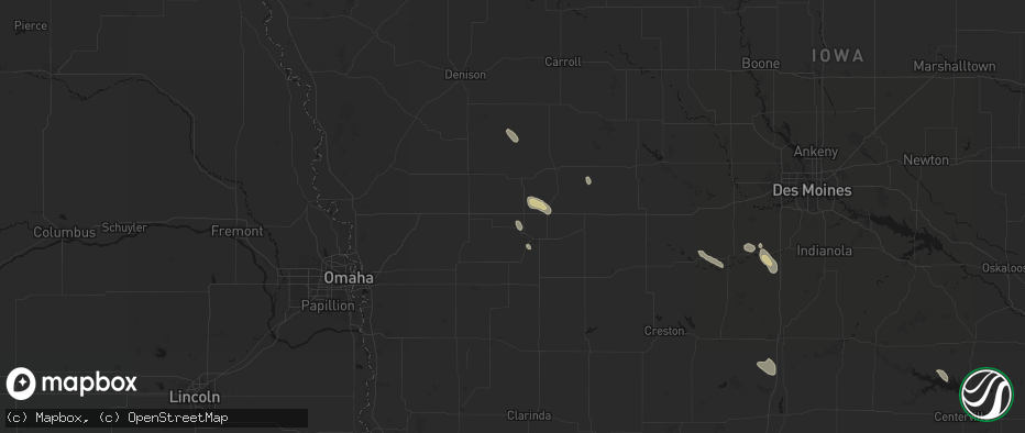 Hail map in Marne, IA on July 27, 2026