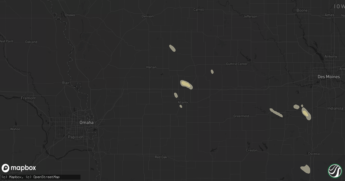 Hail map in Marne, IA on July 27, 2026