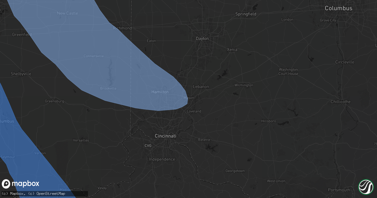 Hail map in Mason, OH on July 27, 2026