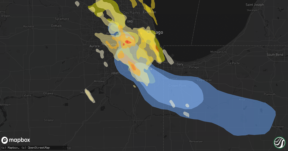 Hail map in Matteson, IL on July 27, 2026