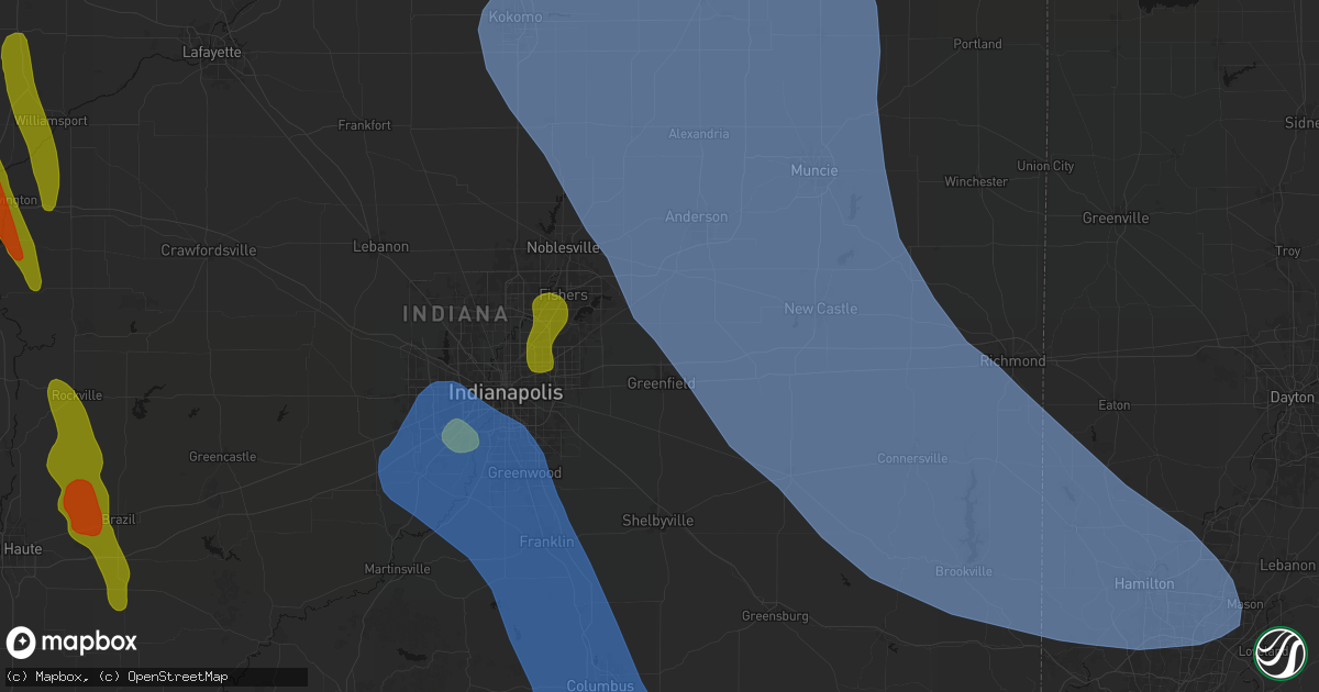 Hail map in Maxwell, IN on July 27, 2026