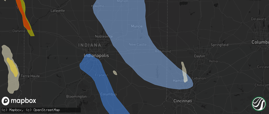 Hail map in Mays, IN on July 27, 2026
