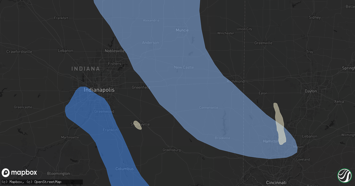 Hail map in Mays, IN on July 27, 2026