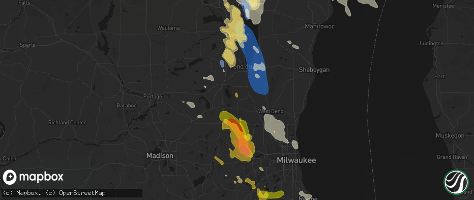 Hail map in Mayville, WI on July 27, 2026