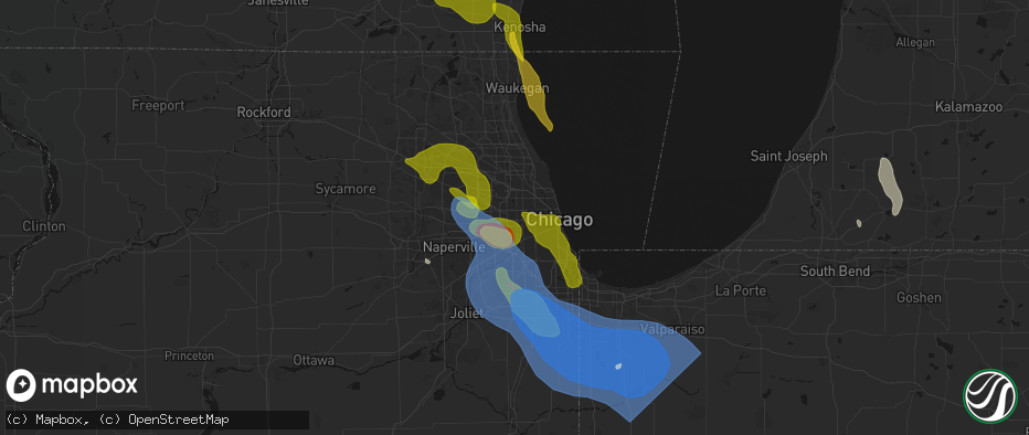 Hail map in Maywood, IL on July 27, 2026