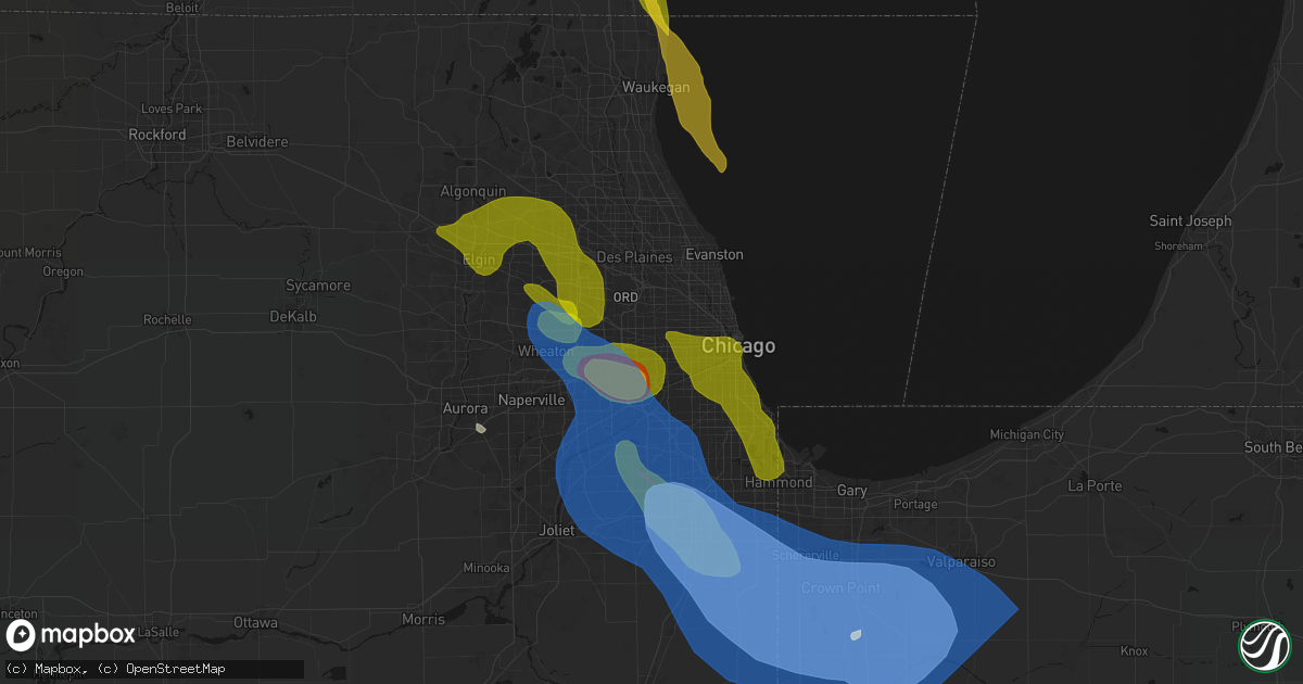 Hail map in Maywood, IL on July 27, 2026