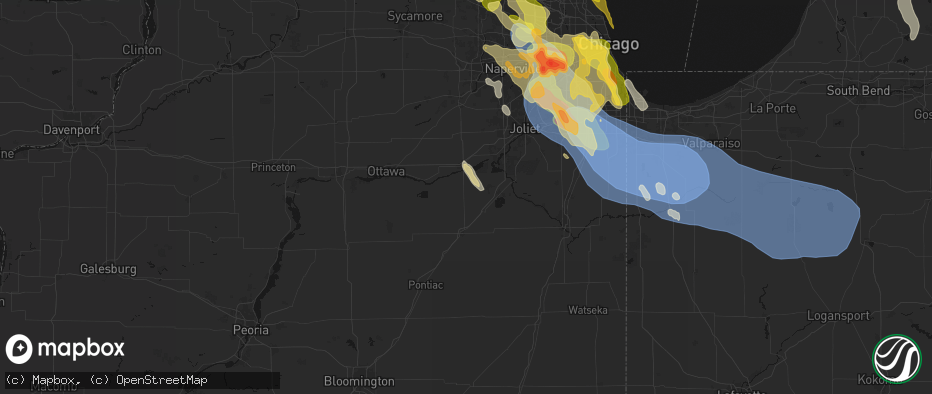Hail map in Mazon, IL on July 27, 2026