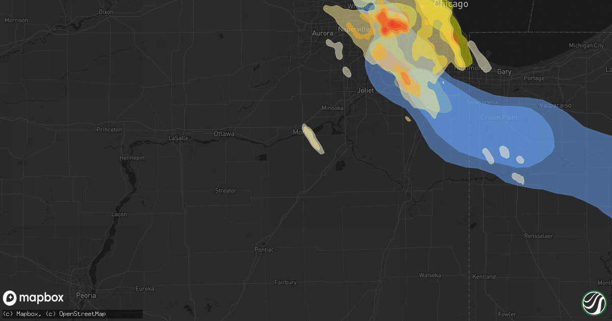 Hail map in Mazon, IL on July 27, 2026
