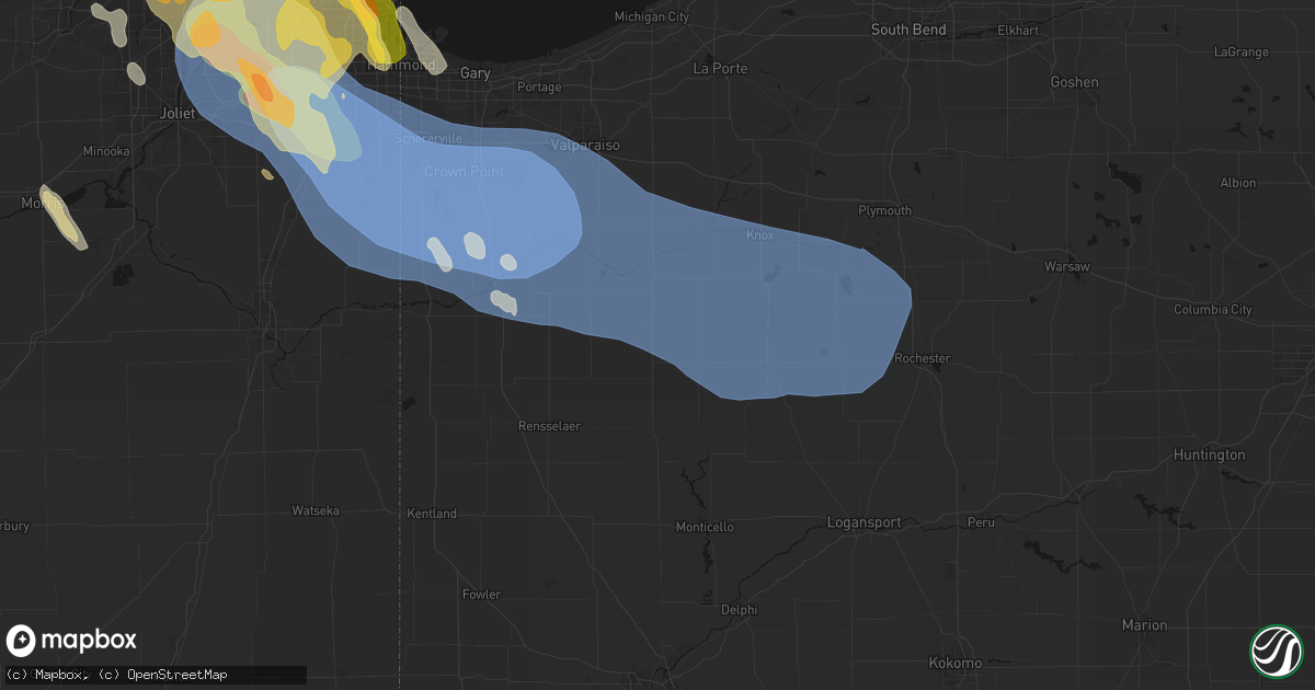Hail map in Medaryville, IN on July 27, 2026