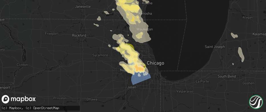 Hail map in Medinah, IL on July 27, 2026