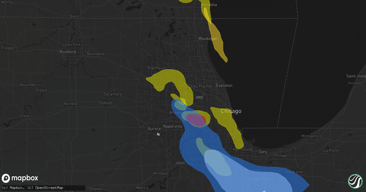 Hail map in Medinah, IL on July 27, 2026