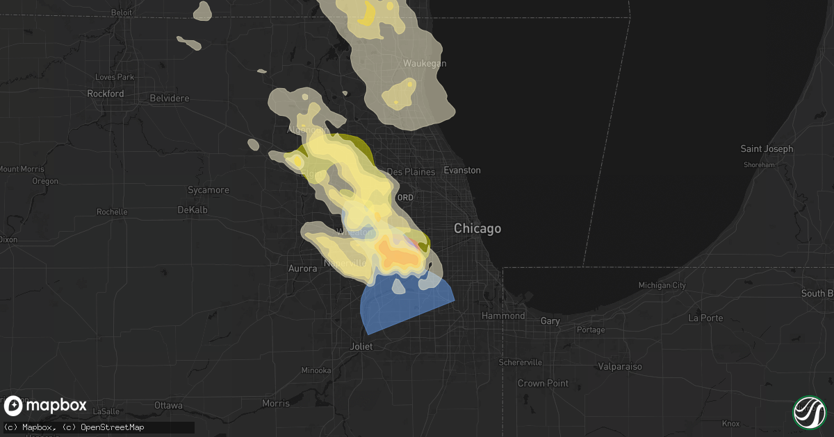 Hail map in Melrose Park, IL on July 27, 2026