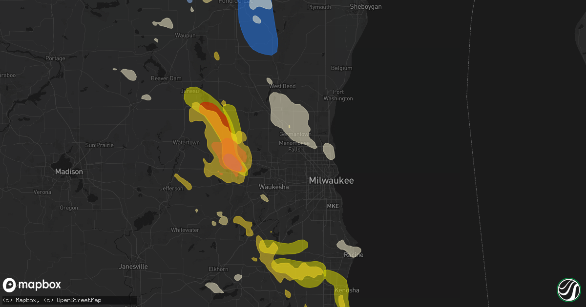 Hail map in Menomonee Falls, WI on July 27, 2026
