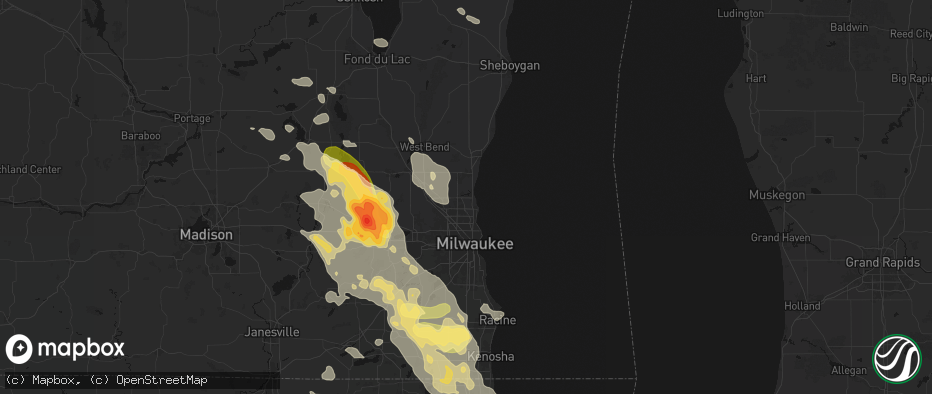 Hail map in Mequon, WI on July 27, 2026