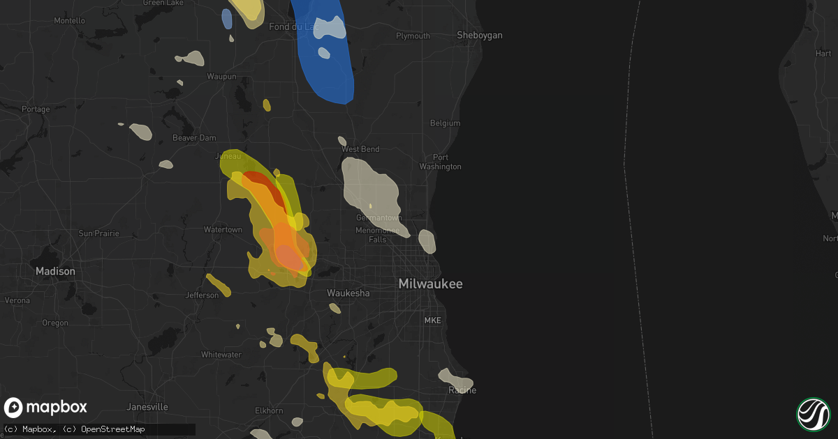 Hail map in Mequon, WI on July 27, 2026