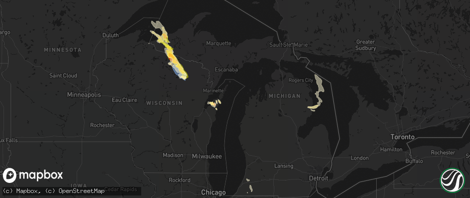 Hail map in Michigan on July 27, 2026