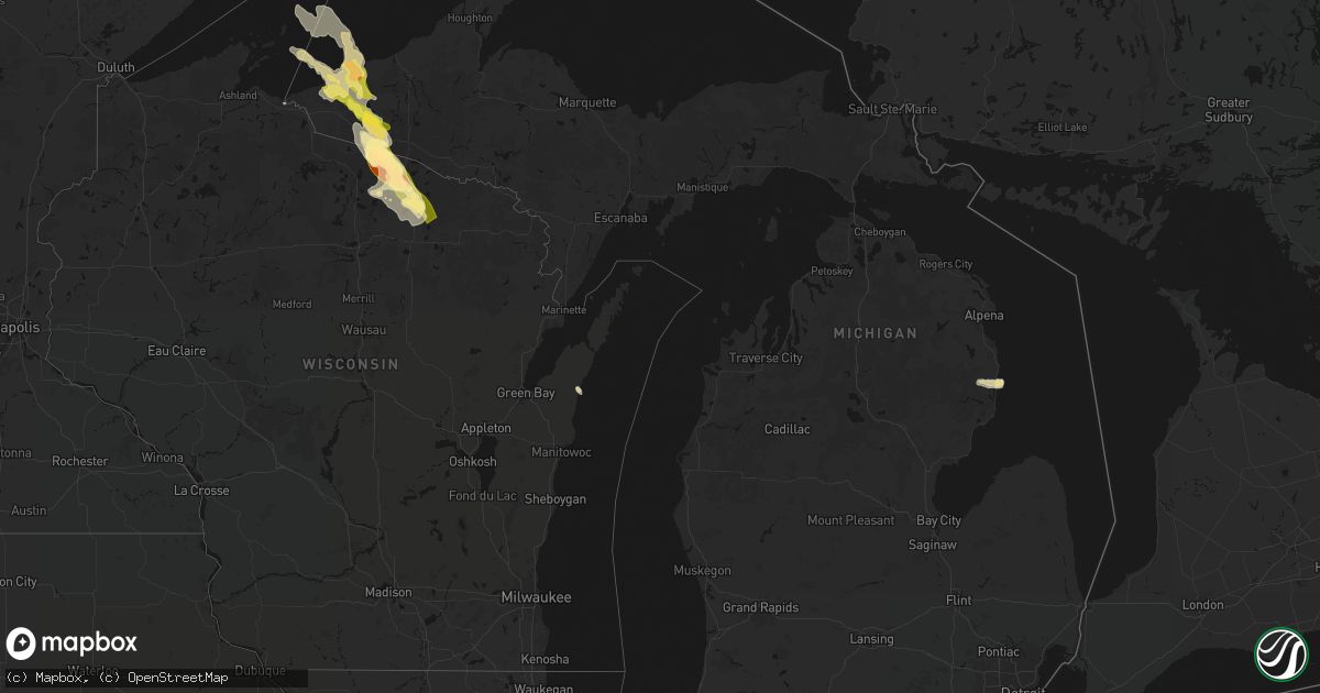 Hail map in Michigan on July 27, 2026