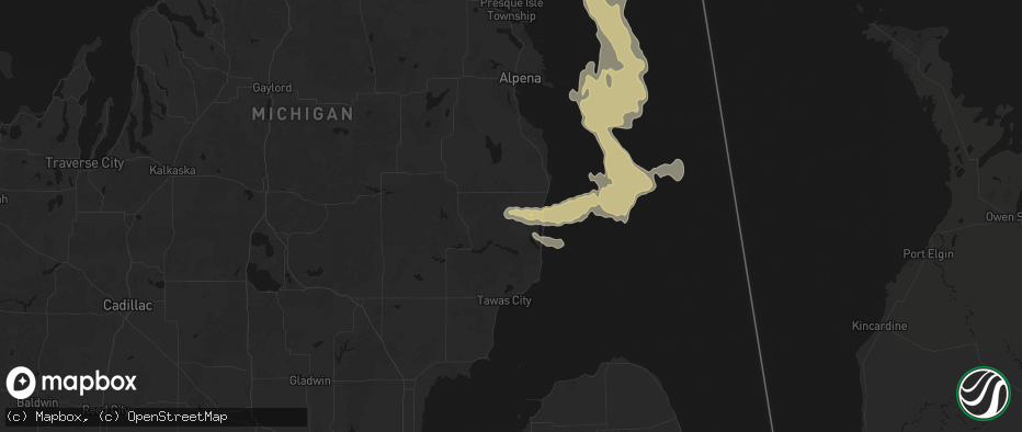 Hail map in Mikado, MI on July 27, 2026