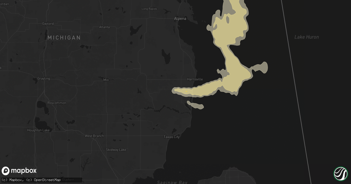 Hail map in Mikado, MI on July 27, 2026