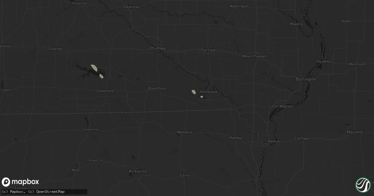 Hail map in Milton, IA on July 27, 2026