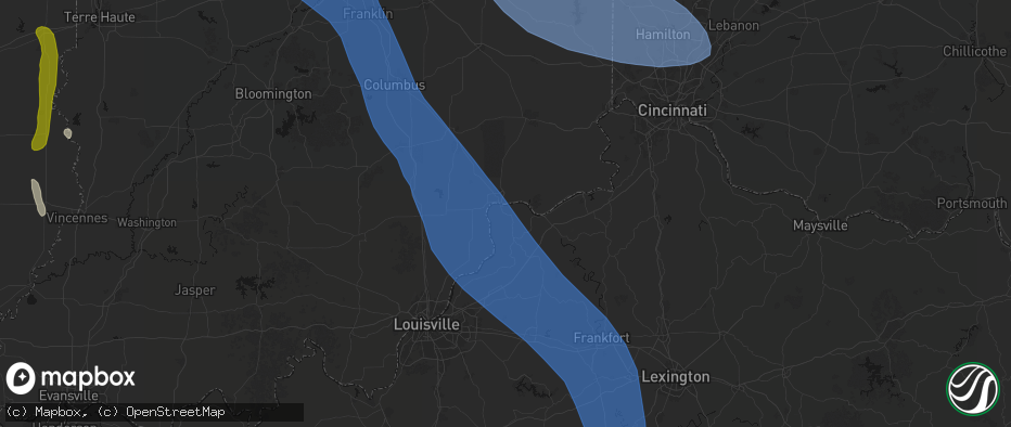 Hail map in Milton, KY on July 27, 2026