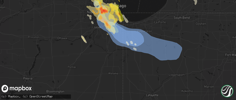 Hail map in Momence, IL on July 27, 2026