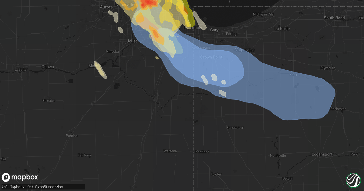 Hail map in Momence, IL on July 27, 2026