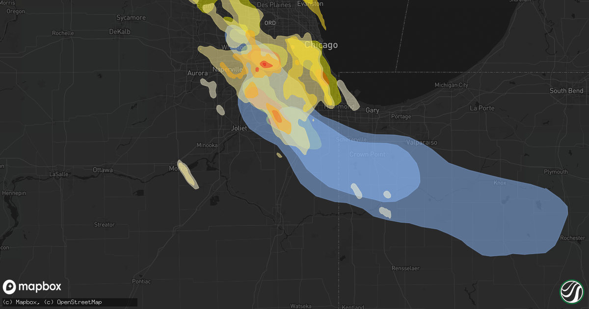 Hail map in Monee, IL on July 27, 2026