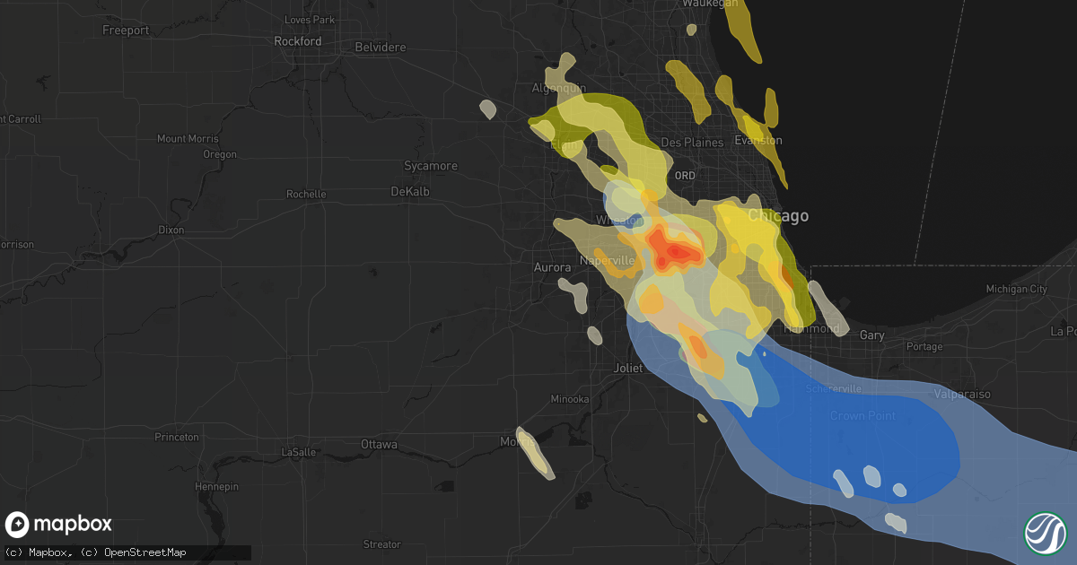 Hail map in Montgomery, IL on July 27, 2026