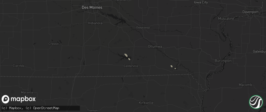 Hail map in Moravia, IA on July 27, 2026