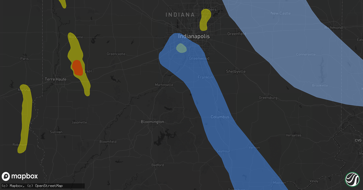 Hail map in Morgantown, IN on July 27, 2026