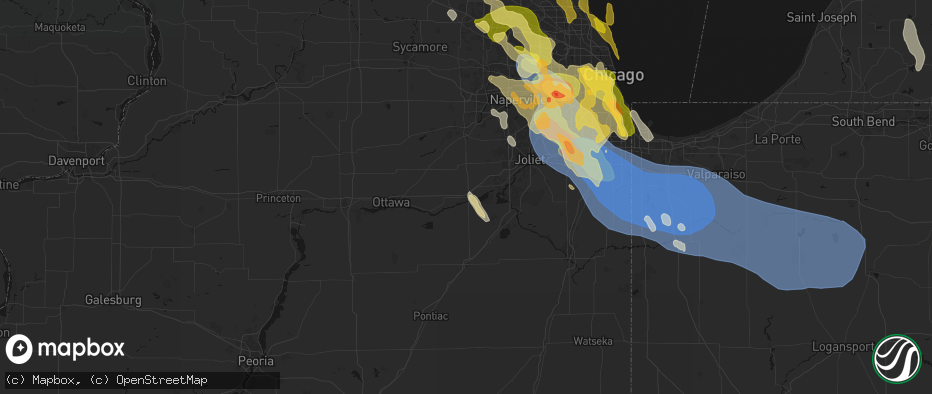Hail map in Morris, IL on July 27, 2026