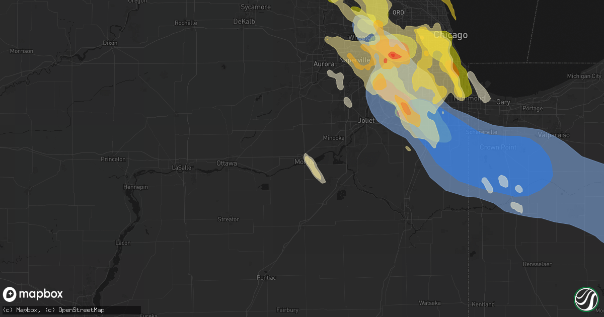 Hail map in Morris, IL on July 27, 2026