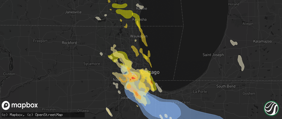 Hail map in Morton Grove, IL on July 27, 2026