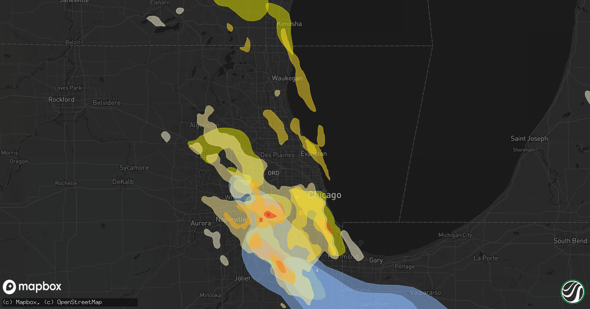 Hail map in Morton Grove, IL on July 27, 2026