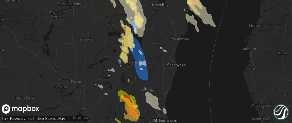 Hail map in Mount Calvary, WI on July 27, 2026