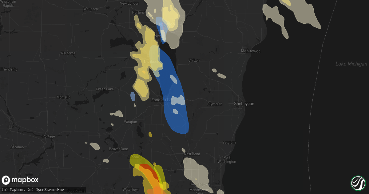 Hail map in Mount Calvary, WI on July 27, 2026