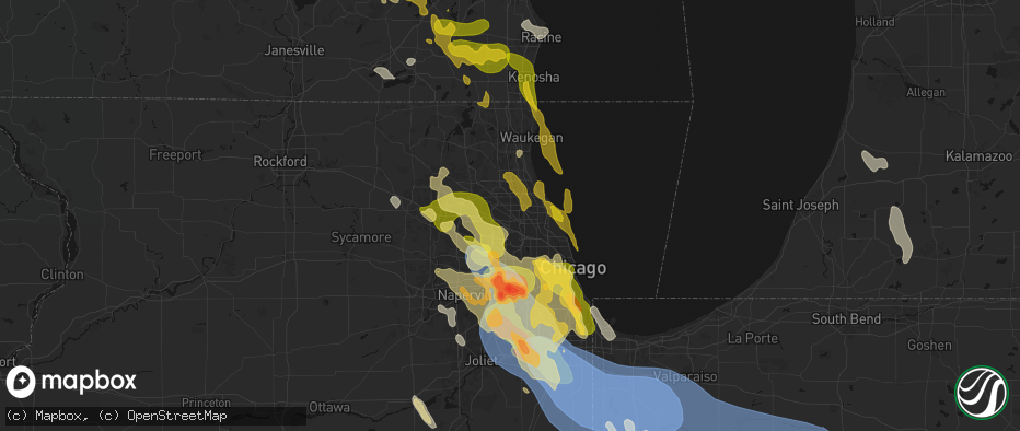 Hail map in Mount Prospect, IL on July 27, 2026