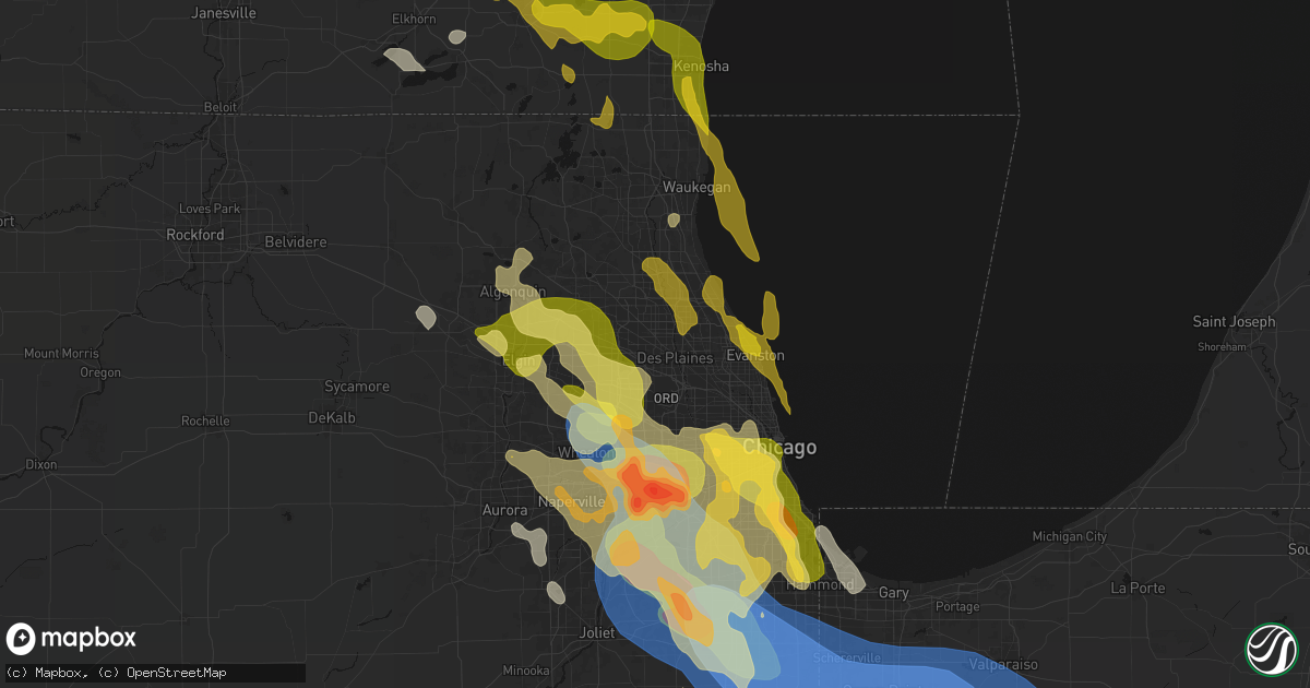 Hail map in Mount Prospect, IL on July 27, 2026